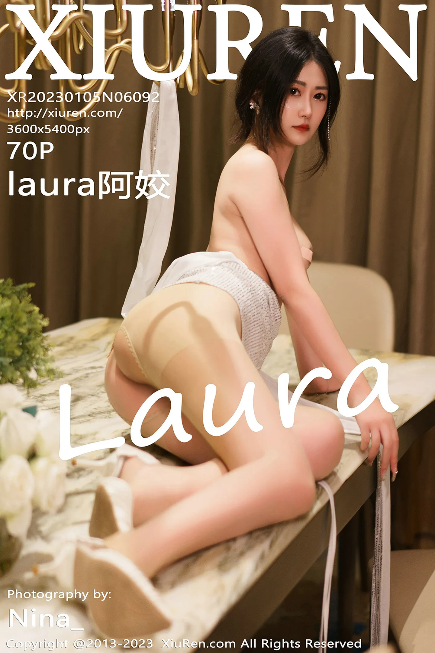 [XiuRen秀人网]No.6092_模特laura阿姣三亚旅拍浅色露肩连衣裙配开档肉丝惹火诱惑写真70P-秀人网 - XiuRen.Xyz